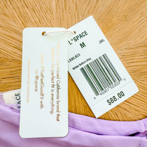 L Space Bikini Bottom Medium Jewel Purple Wilder‎ Double Strap Summer Beach Swim - Picture 6 of 7